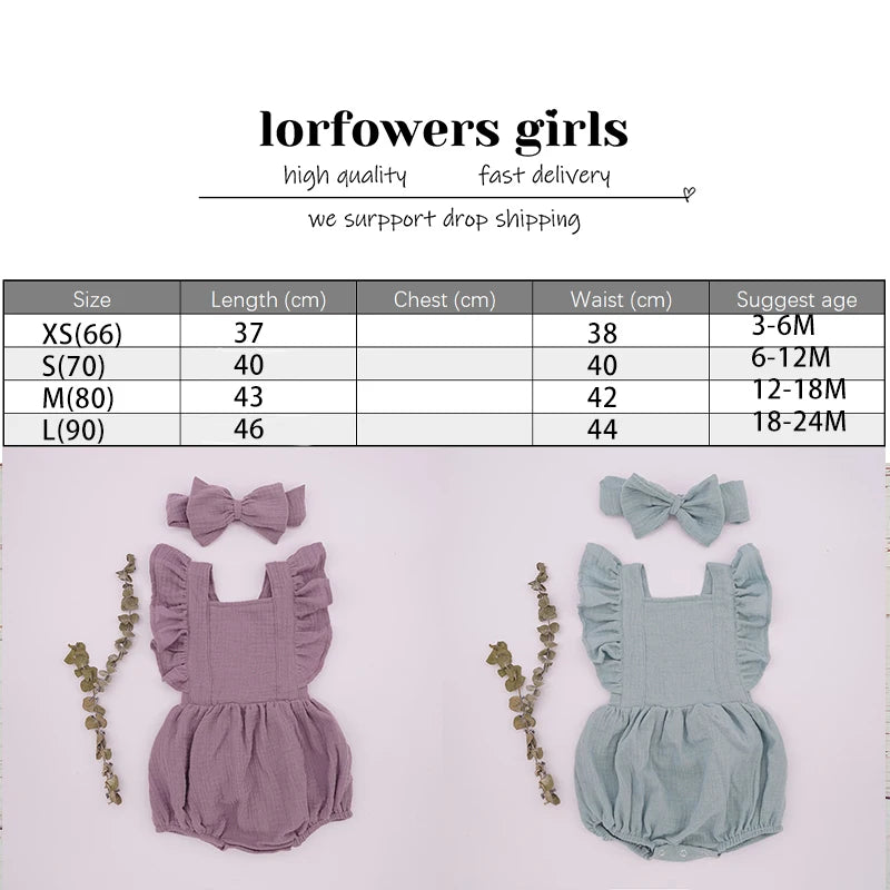 Baby Romper For Girls Toddler Summer Double Gauze Organic Cotton Playsuit Shower Gifts Boutique Photo Prop Clothes Set