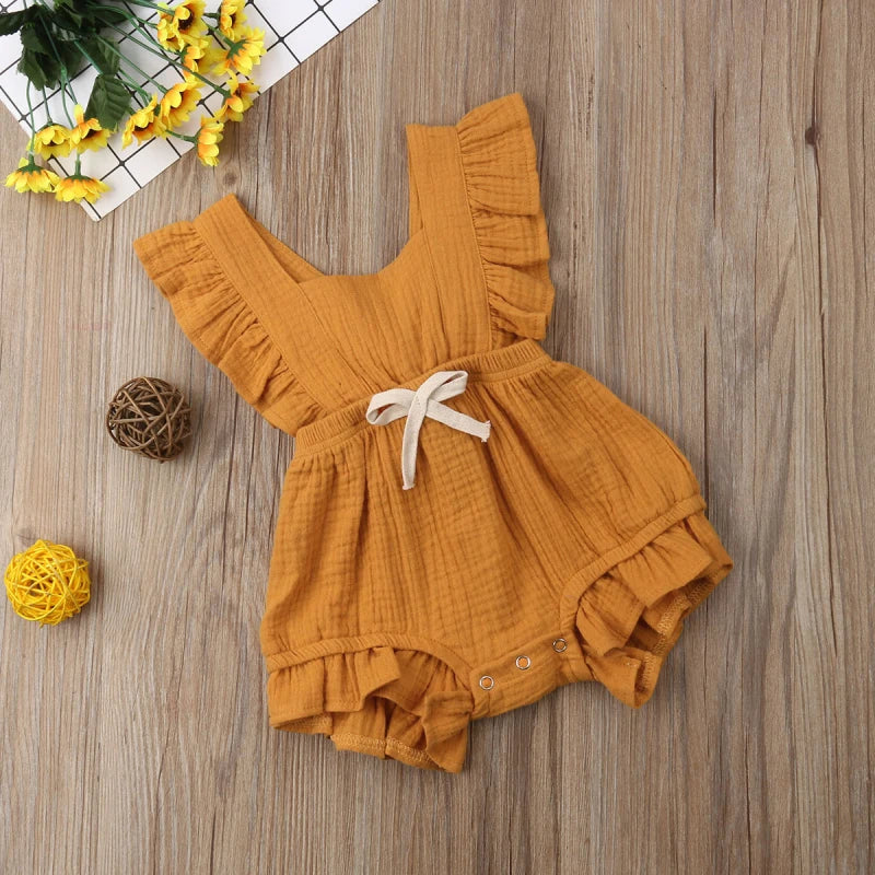 Baby Girls Ruffle One-Pieces Romper Jumpsuit Outfits Sunsuit 6 Colors