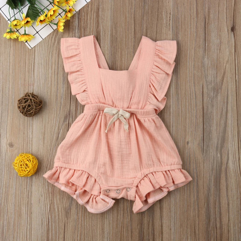 Baby Girls Ruffle One-Pieces Romper Jumpsuit Outfits Sunsuit 6 Colors