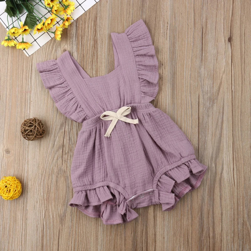 Baby Girls Ruffle One-Pieces Romper Jumpsuit Outfits Sunsuit 6 Colors