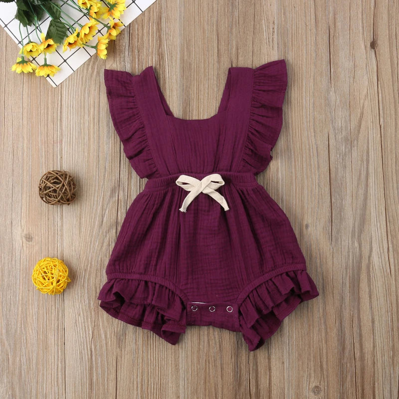 Baby Girls Ruffle One-Pieces Romper Jumpsuit Outfits Sunsuit 6 Colors