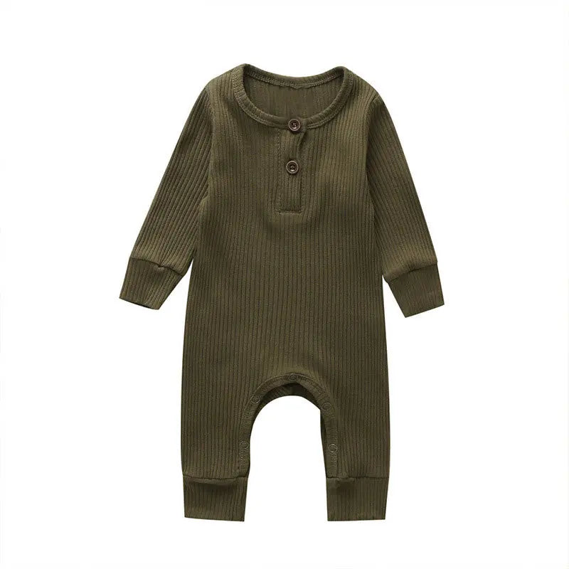 Spring Autumn Newborn Infant Baby Boys Girls Full Sleeve Rib Cotton Romper Playsuit Jumpsuit