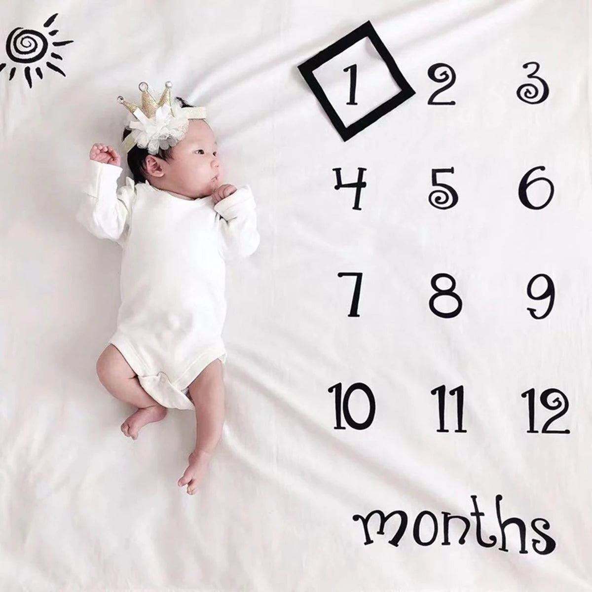 Newborn Baby Photography Blanket Monthly Growth Milestone Blanket Photography Props Background Cloth Commemorate Rug 100X100cm