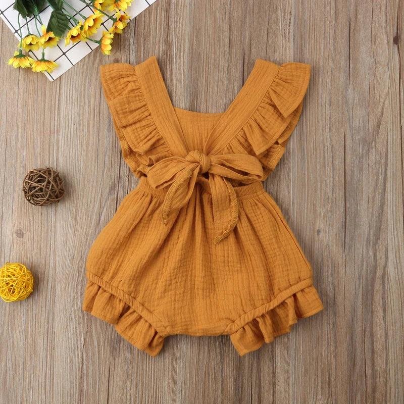 Baby Girls Ruffle One-Pieces Romper Jumpsuit Outfits Sunsuit 6 Colors