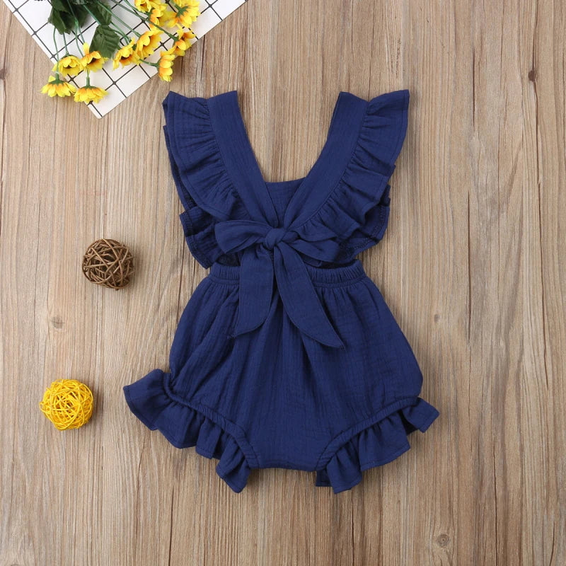 Baby Girls Ruffle One-Pieces Romper Jumpsuit Outfits Sunsuit 6 Colors