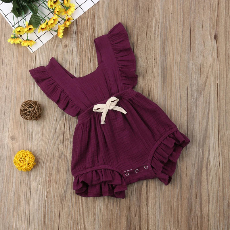 Baby Girls Ruffle One-Pieces Romper Jumpsuit Outfits Sunsuit 6 Colors