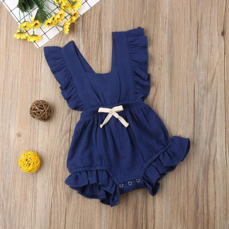 Baby Girls Ruffle One-Pieces Romper Jumpsuit Outfits Sunsuit 6 Colors