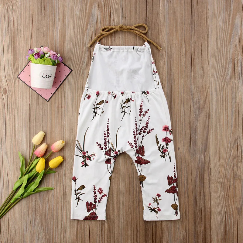 Baby Girl Romper Sleeveless O-Neck Summer Floral Strap Romper Jumpsuit New Fashion Clothes