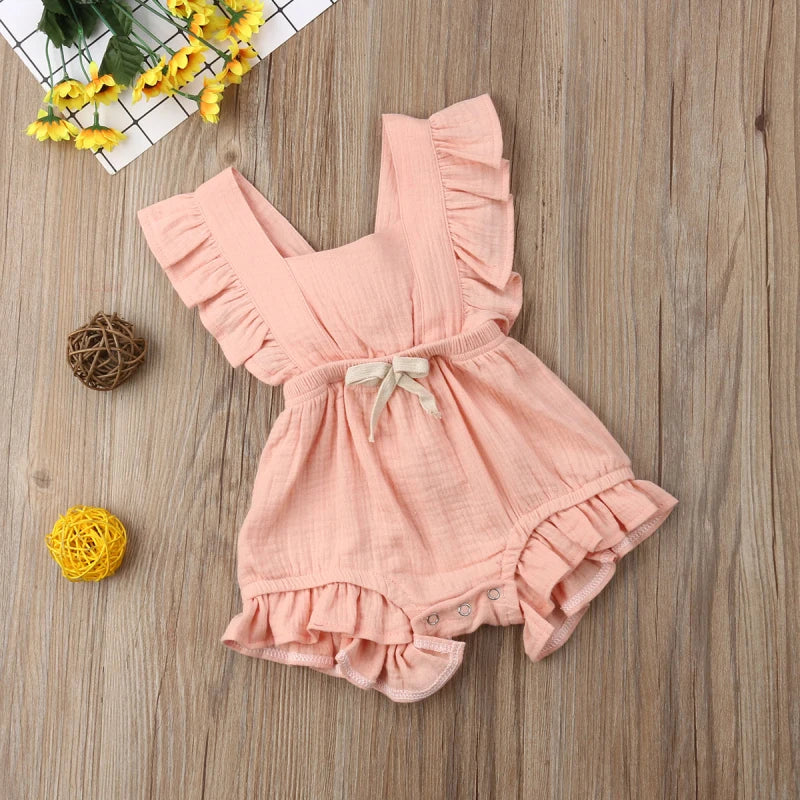 Baby Girls Ruffle One-Pieces Romper Jumpsuit Outfits Sunsuit 6 Colors