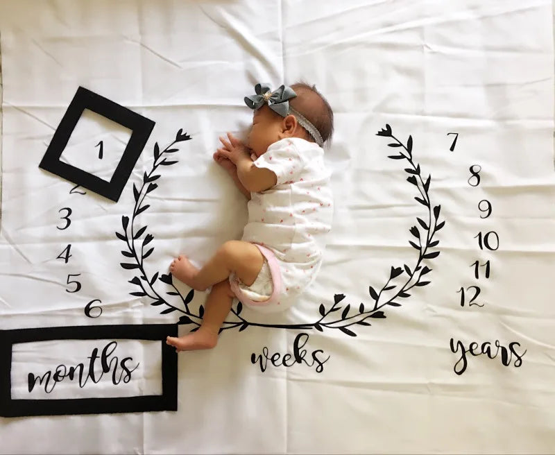 Newborn Baby Milestone Blankets Monthly Photography Blanket Infant Baby Milestone Blanket Photo Photography