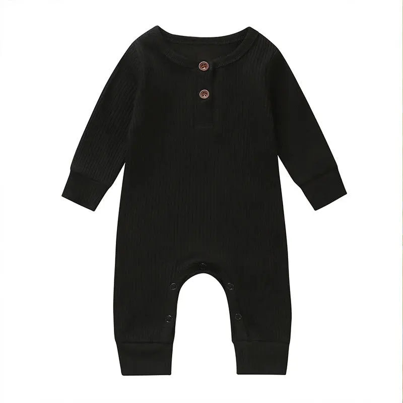 Spring Autumn Newborn Infant Baby Boys Girls Full Sleeve Rib Cotton Romper Playsuit Jumpsuit