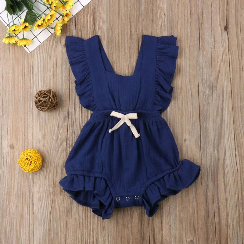 Baby Girls Ruffle One-Pieces Romper Jumpsuit Outfits Sunsuit 6 Colors