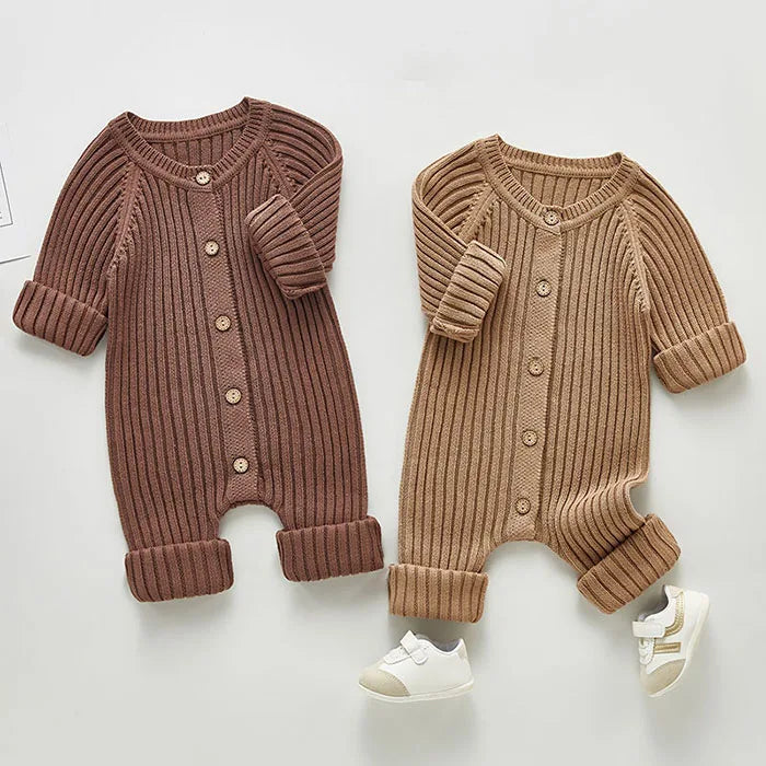 Solid Knitting Cotton Long Sleeve One piece Outfit Toddler Baby Boys Girl Romper Spring Autumn Newborn Baby Girls Jumpsuit