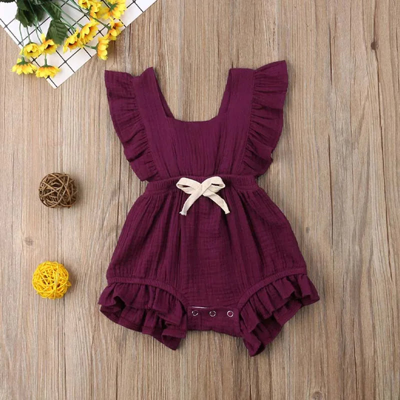 Baby Girls Ruffle One-Pieces Romper Jumpsuit Outfits Sunsuit 6 Colors