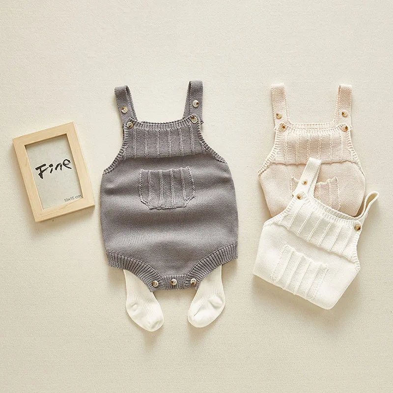 Baby Girl Boy Sleeveless Romper Jumpsuit 0-24M Baby Knitting Rompers Cute Overalls Newborn Baby Girls Boys Clothes Infantil