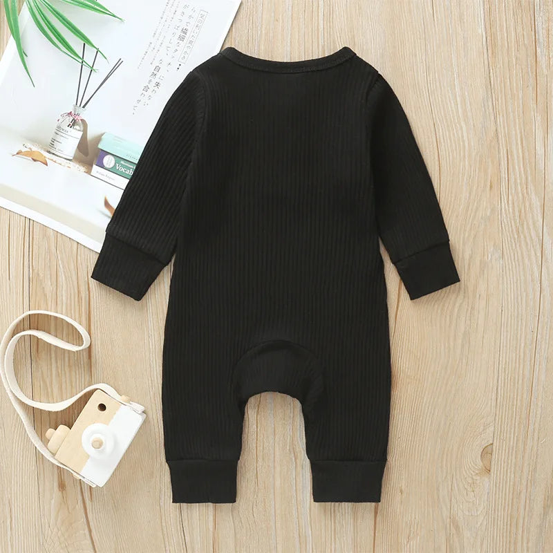 Spring Autumn Newborn Infant Baby Boys Girls Full Sleeve Rib Cotton Romper Playsuit Jumpsuit