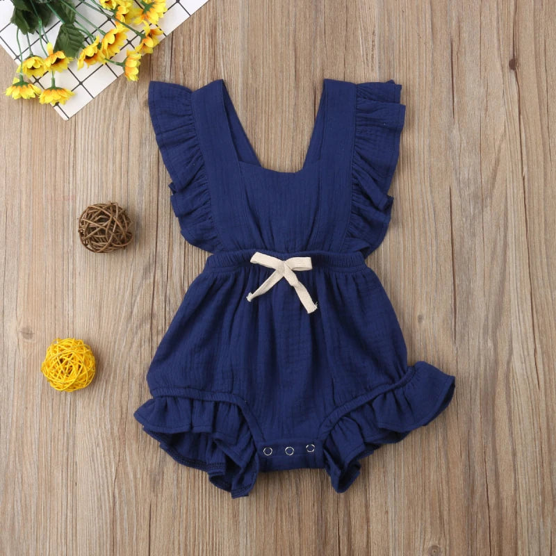 Baby Girls Ruffle One-Pieces Romper Jumpsuit Outfits Sunsuit 6 Colors