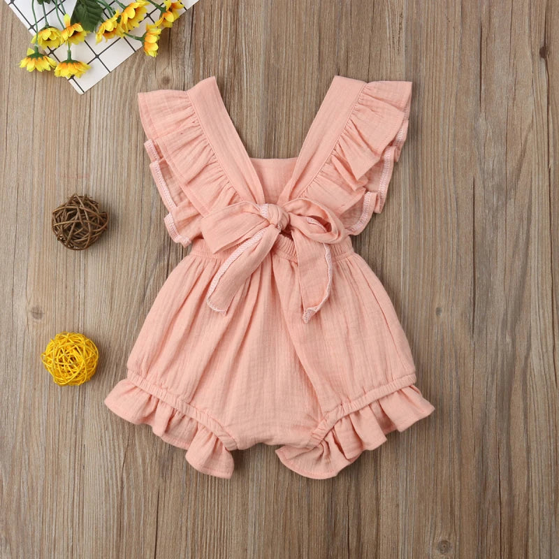 Baby Girls Ruffle One-Pieces Romper Jumpsuit Outfits Sunsuit 6 Colors