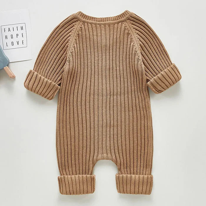 Solid Knitting Cotton Long Sleeve One piece Outfit Toddler Baby Boys Girl Romper Spring Autumn Newborn Baby Girls Jumpsuit