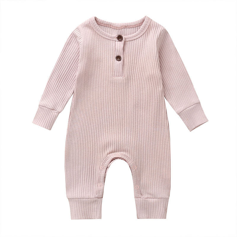 Spring Autumn Newborn Infant Baby Boys Girls Full Sleeve Rib Cotton Romper Playsuit Jumpsuit