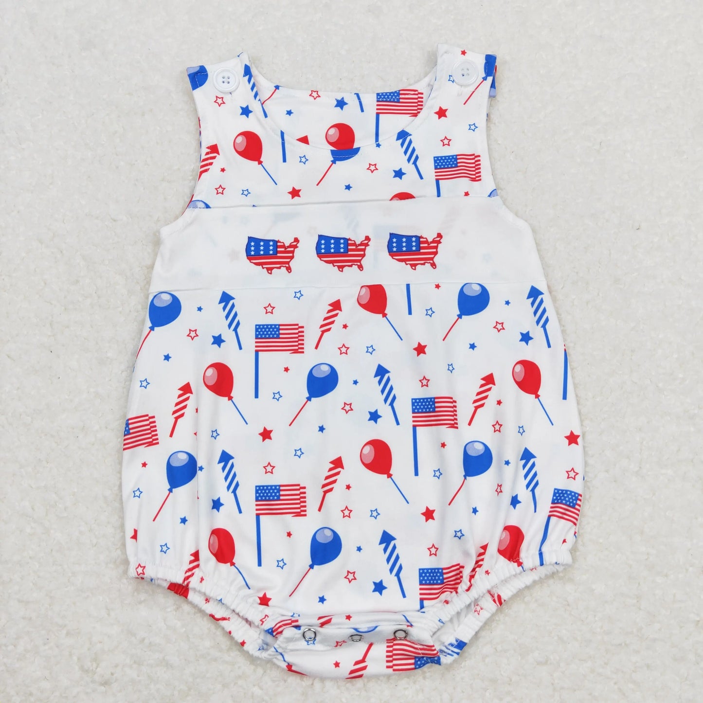 Various July 4th Romper Embroidery Flag Jumpsuit Toddler Kid Children Baby Boy Smocked Gingham Overall Bubble Newborn One-piece