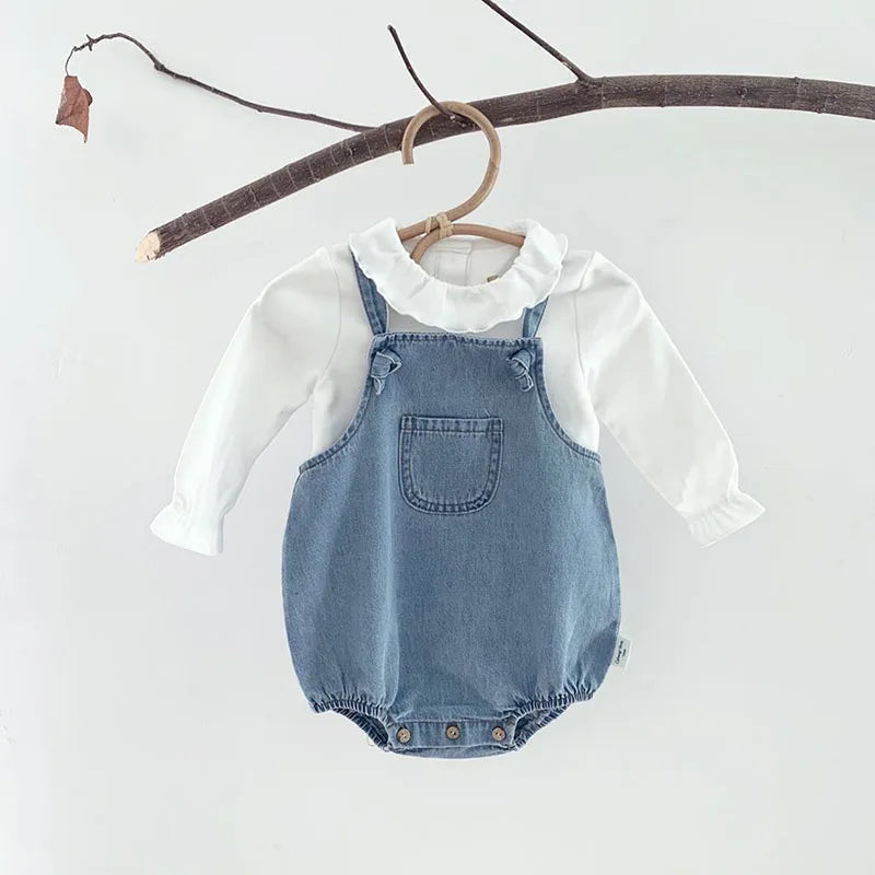 Baby Boy Girl Romper Cowboy Sleeveless Jumpsuit Toddler Baby Boy Girl Romper Solid Color Boy Casual Costume Baby Romper