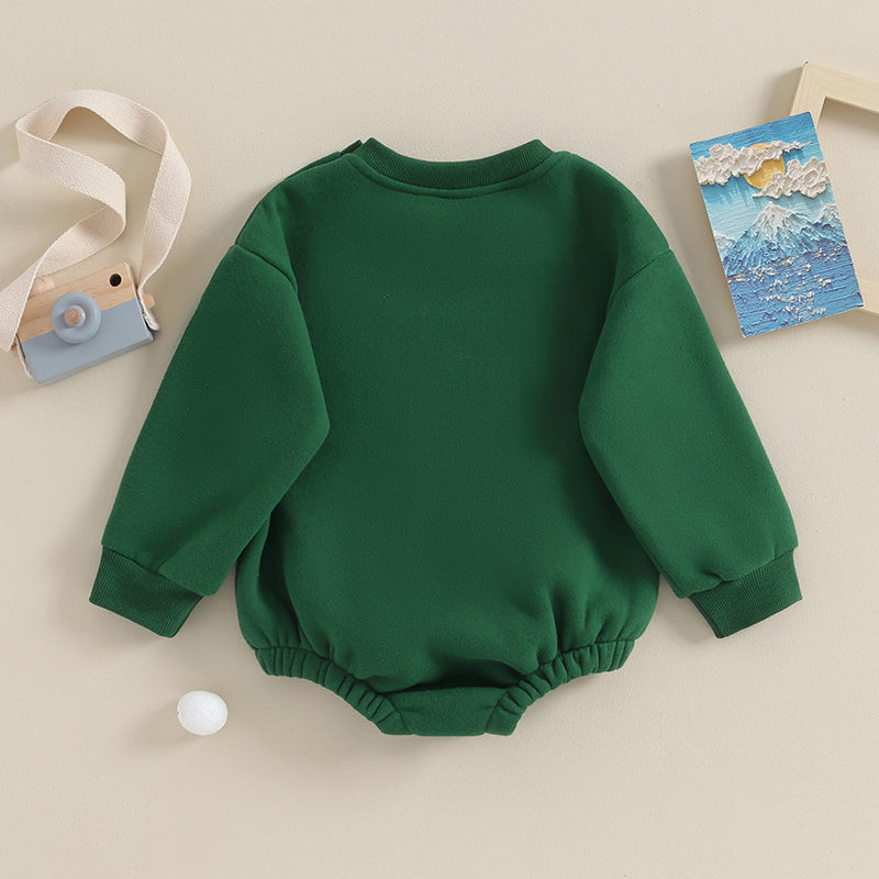 Lioraitiin 0-18M Newborn Baby Boy Girl Outfits Fleece Solid Color Bubble Bodysuit Sweatshirt Long Sleeve Warm Clothes