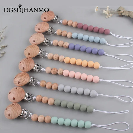 Baby Anti-drop Chain Pacifier Clips Silicone Beads Infant Nipple Appease Soother Chain Clips Dummy Holder Nipple Clip