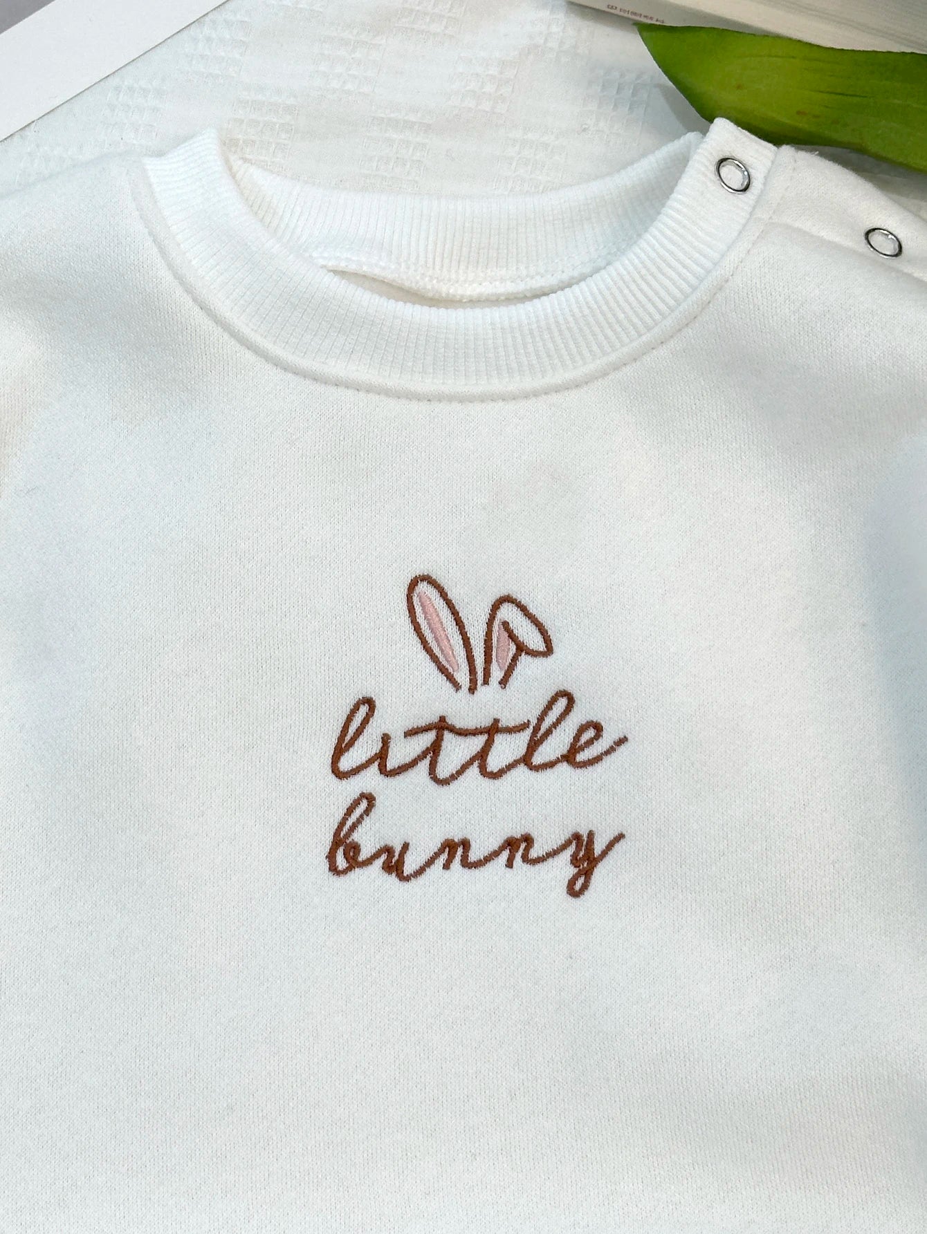 Little Bunny letter embroidered neutral baby long sleeved plush winter romper