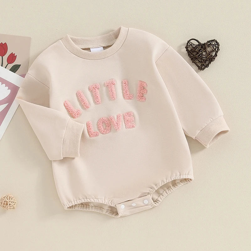 Spring Fall Baby Sweatshirt Rompers Long Sleeve Crew Neck Embroidery Letters Cute Bodysuit Jumpsuits Clothes for Girls Boys