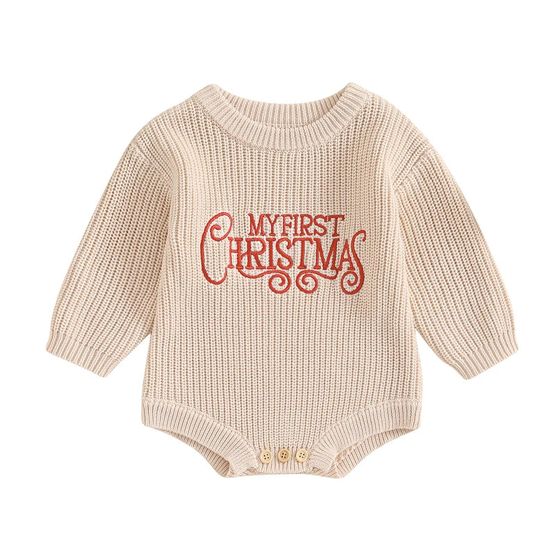 Newborn Baby Girl Boy Christmas Outfit Sweater Oversized Knitted Sweatshirt Romper Infant Warm Fall Winter Clothes