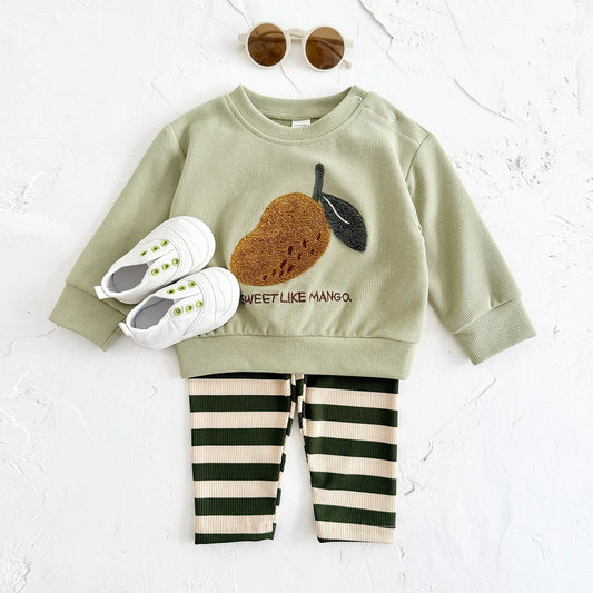 Infant Outfit New Baby Winter Clothes Cartoon Mango Sweatshirt Top Pants 2Pcs Boys Girls Infant Suit Newborn Clothes Fall