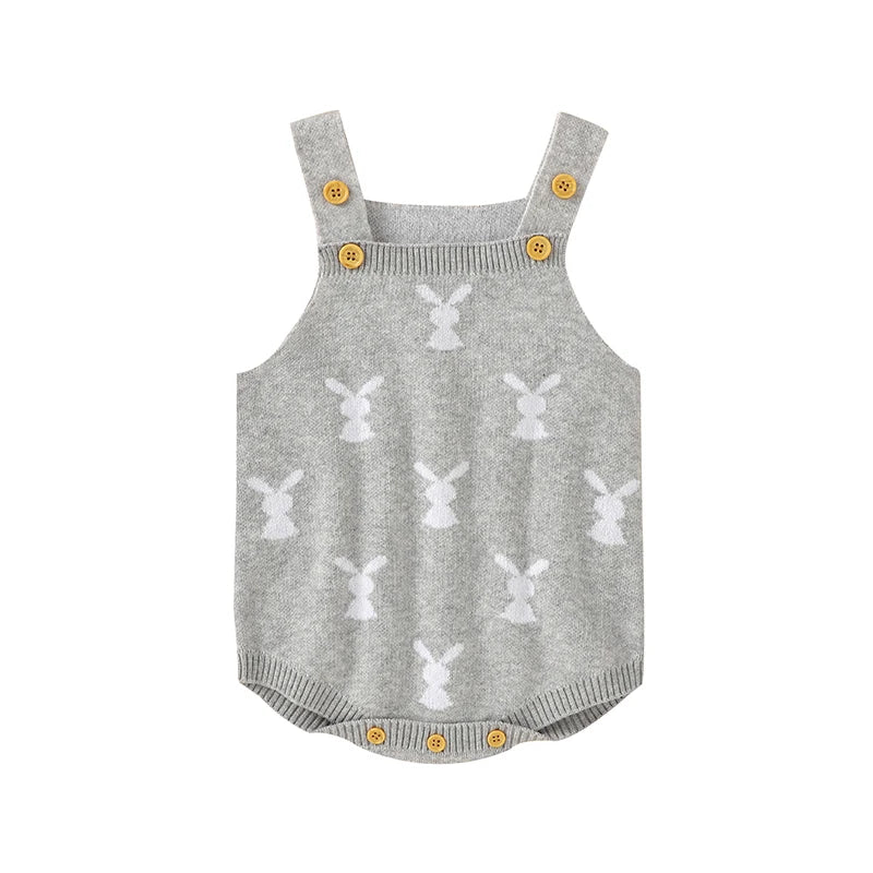 Baby Bodysuits Cotton Knitted Toddler Kid Sling Clothes 0-18M Overalls Cute Rabbits Infant Boy Girl Jumpsuit Sleeveless Newborns