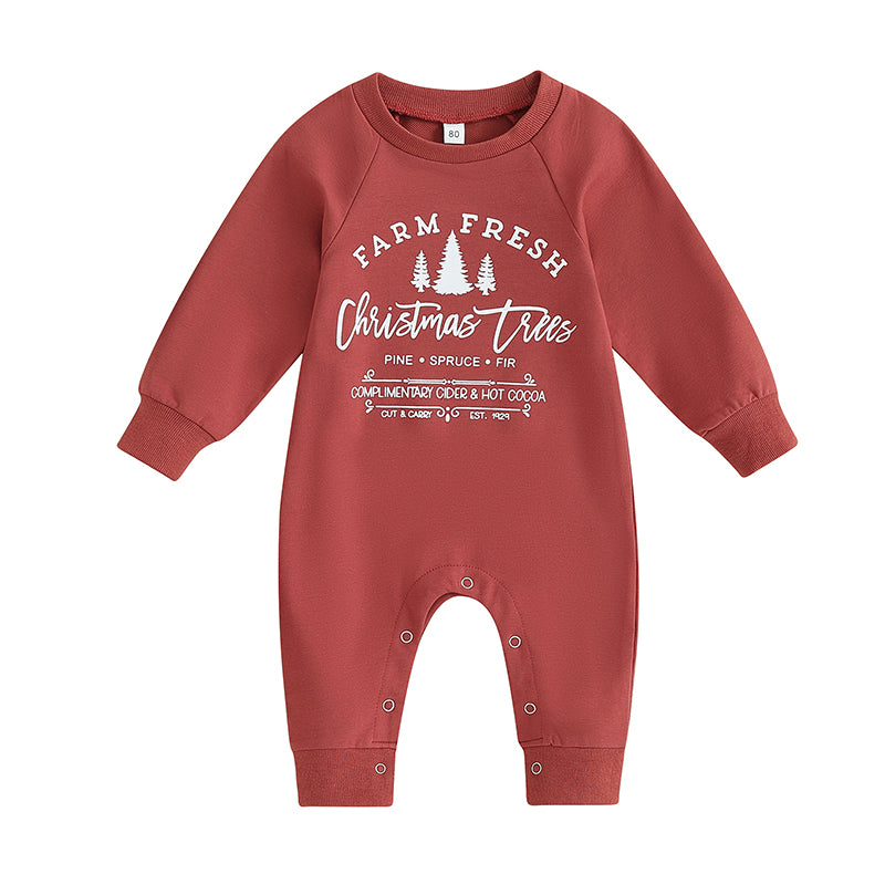 Lioraitiin 0-18M Newborn Baby Boy Girl Fall Romper Long Sleeve Letter Printed Crew Neck Jumpsuit Red Green Clothing