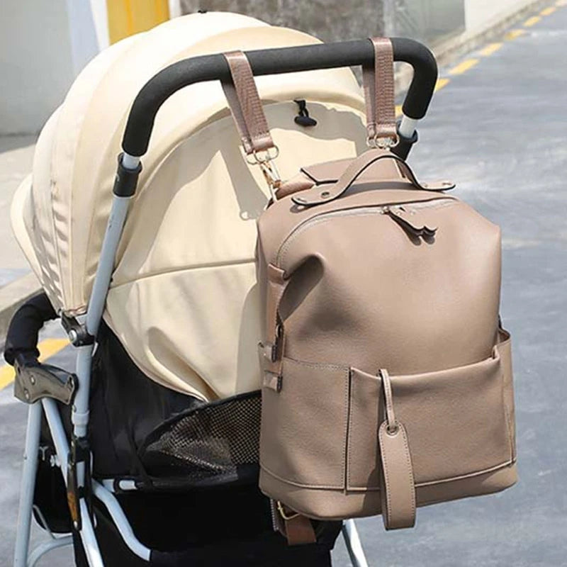 Multifunction Leather Diaper Bags Large Capacity Baby Bags for Baby Care Changing Bags for Mom Outdoor Travel Maternity Backpack