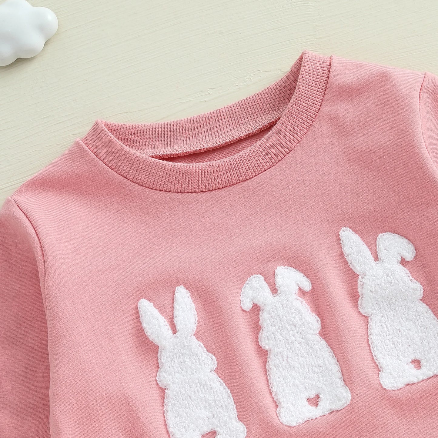 Long Sleeve Baby Girl Easter Sweatshirt Romper Cute Bunny Embroidered Casual Adorable Spring Fall Newborn Jumpsuits Clothes