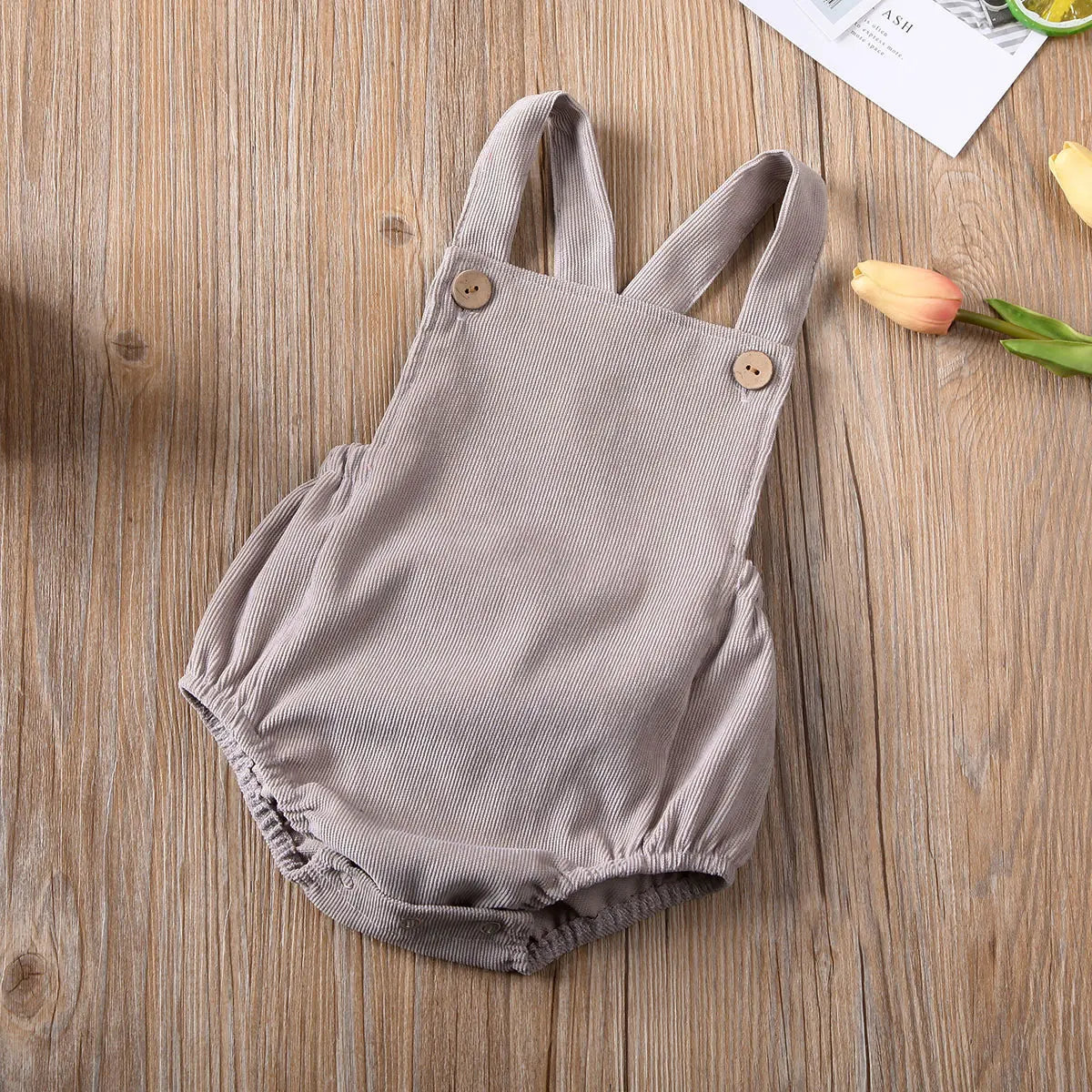 Summer Baby Clothing Newborn Infant Baby Boys Girls Rompers Corduroy Sleeveless Backless Jumpsuit Outfits