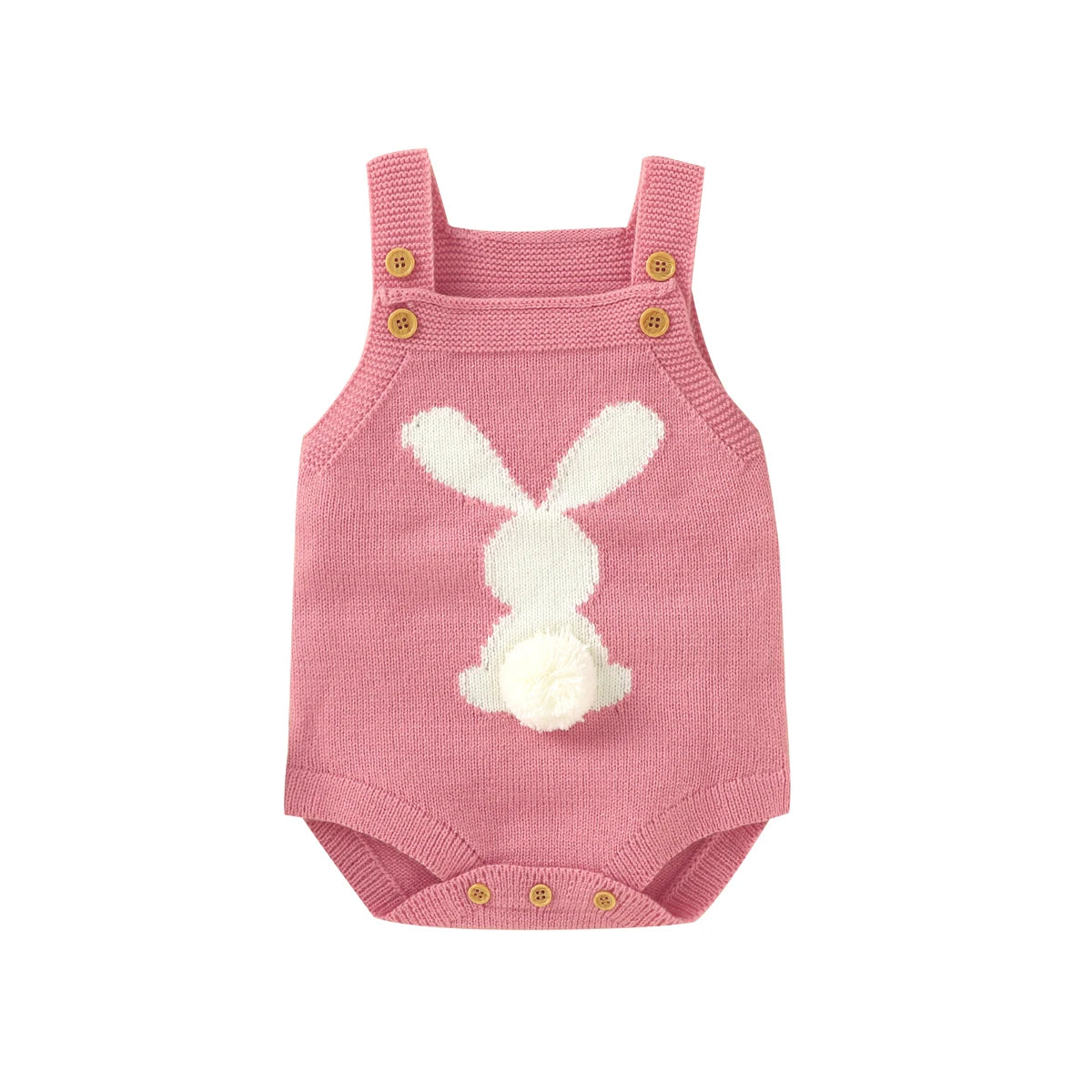 Spring Baby Bodysuits Clothes Cute Rabbit Knitted Newborn Boys Girls Strap Onesie Coveralls 0-18m Infant Easter Clothes Outfits