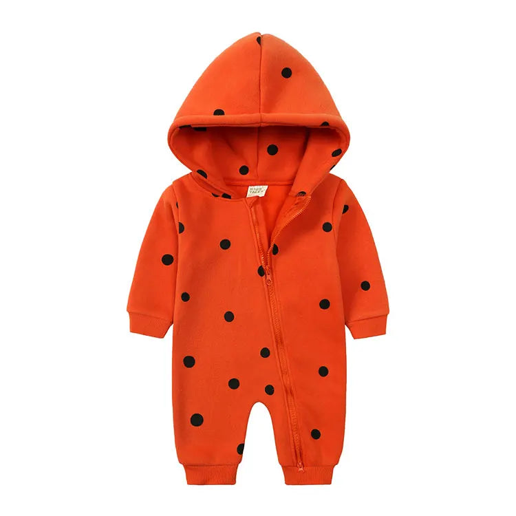 Cartoon Print Baby Girl Romper Long Sleeve Hooded Zipper Newborn Clothes Boys Rompers Spring & Autumn Baby Clothing 3-24 Months