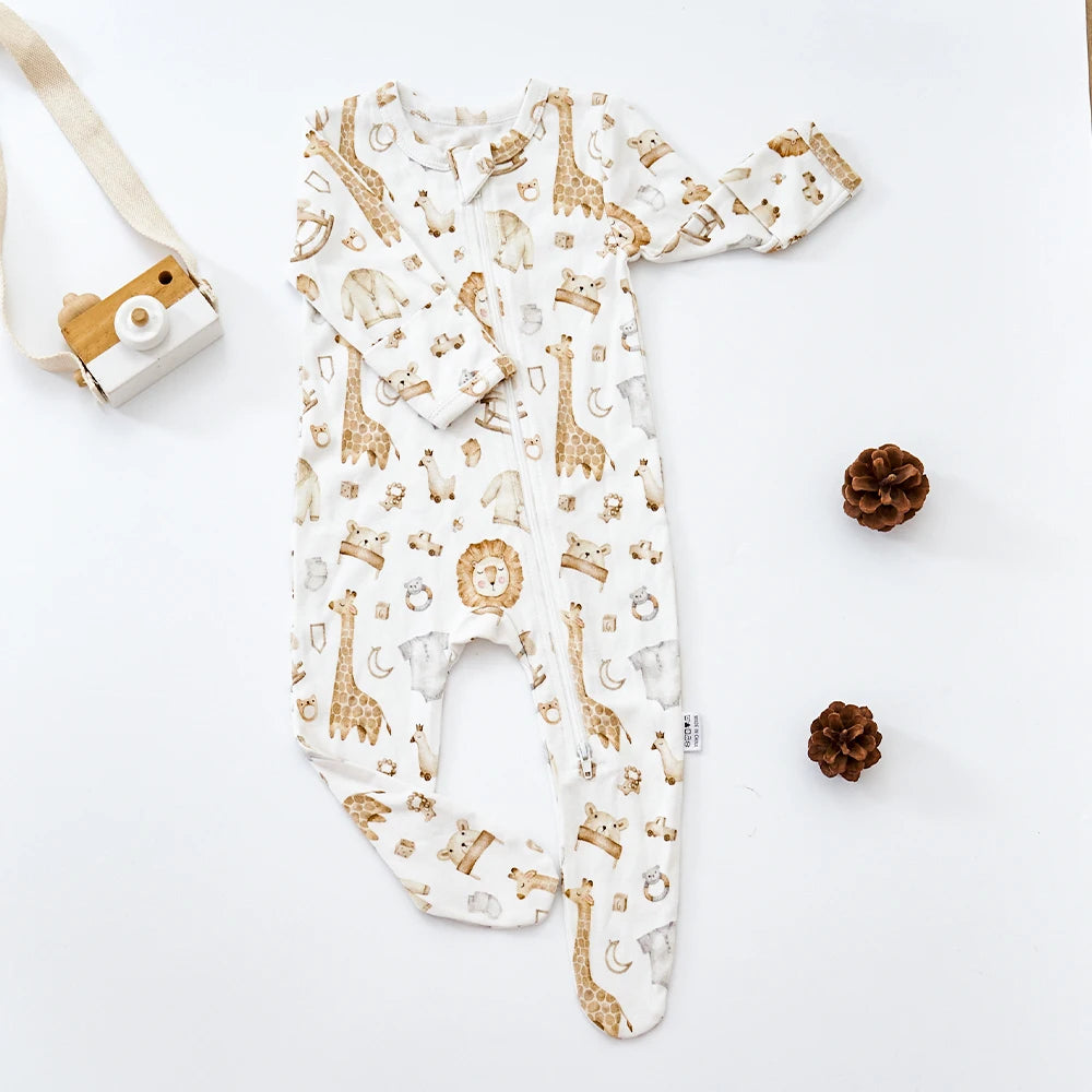 HappyFlute New 1PCS Long-sleeve Bamboo Cotton Wrapped Foot jumpsuit  Romper Spring And Summer Baby Boy&Girls Newborn Clothings