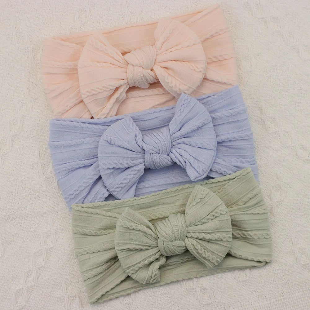 3Pcs Knit Bows Baby Headbands Lot Newborn Baby Girl Headband Set Elastic Nylon Children Turban Kids infant Baby Hair Accessories