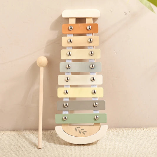 Montessori Wooden Toy Multicolor Xylophone Bell Beads Drum Column Musical Instrument Toy Kid Educational Musical Instrument Gift