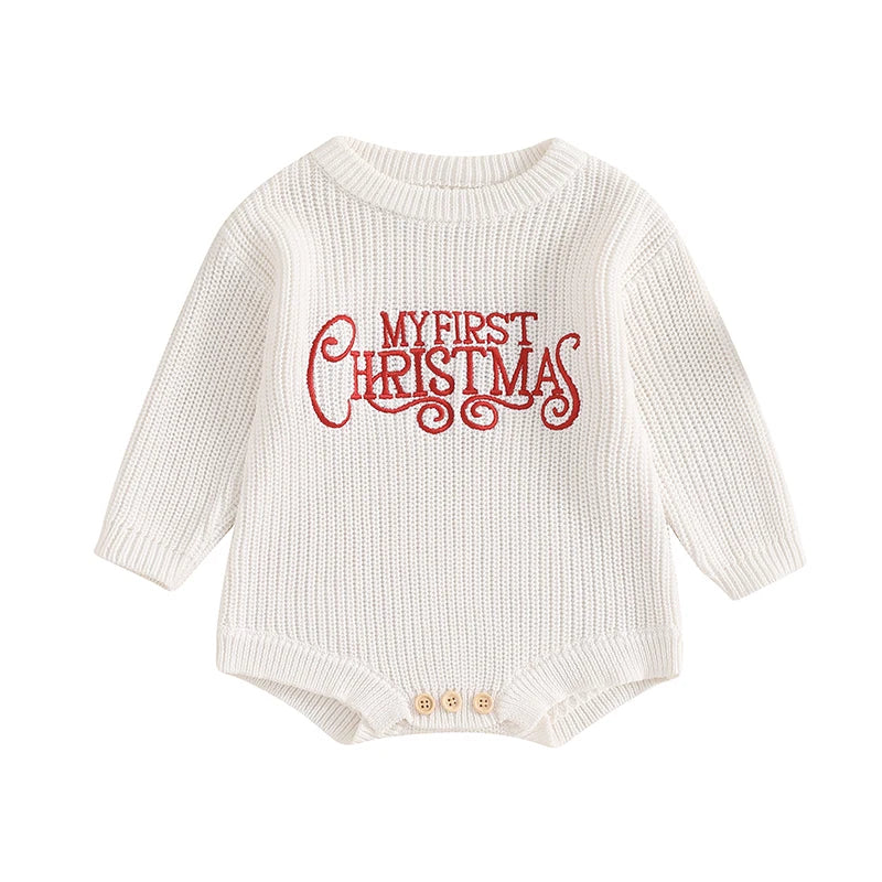 Newborn Baby Girl Boy Christmas Outfit Sweater Oversized Knitted Sweatshirt Romper Infant Warm Fall Winter Clothes