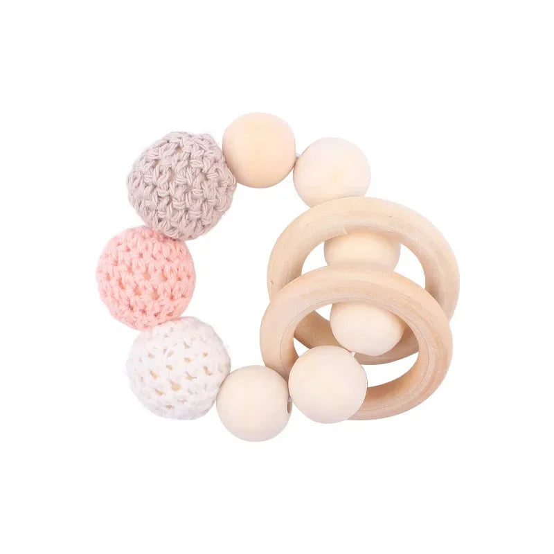 1-2 pcs Baby Pacifier Clip Wooden Teethers Bracelet Set Silicone Beads Babies Soothe Nipple Teething Toys Anti-lost Chain Newborn