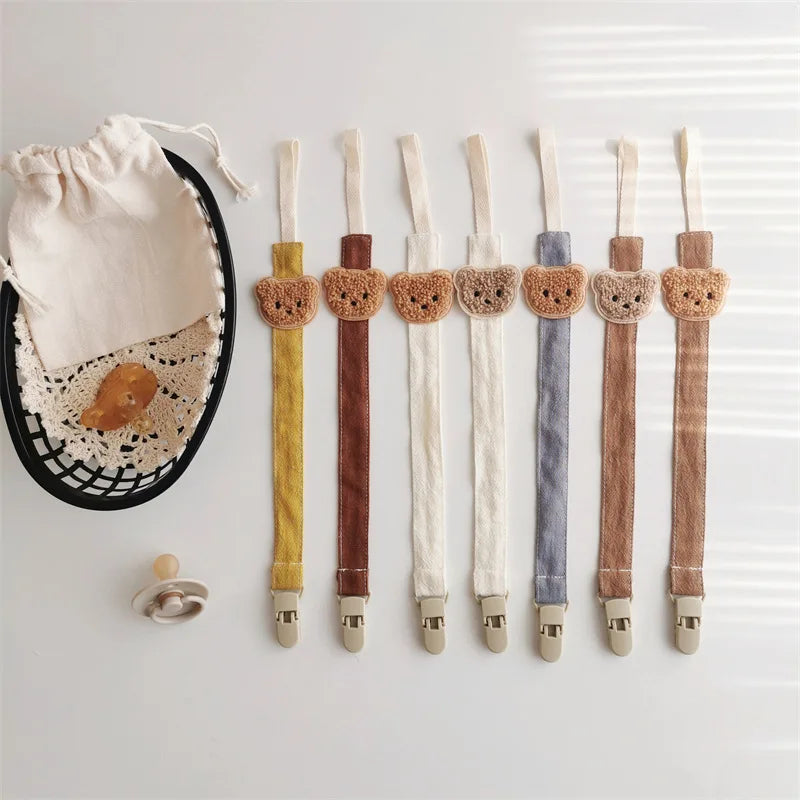 Cute Bear Baby Pacifier Chain Clips Holders Anti-drop Chain Cartoon Teething Clips Teether Toy Soother Pacifier Strap