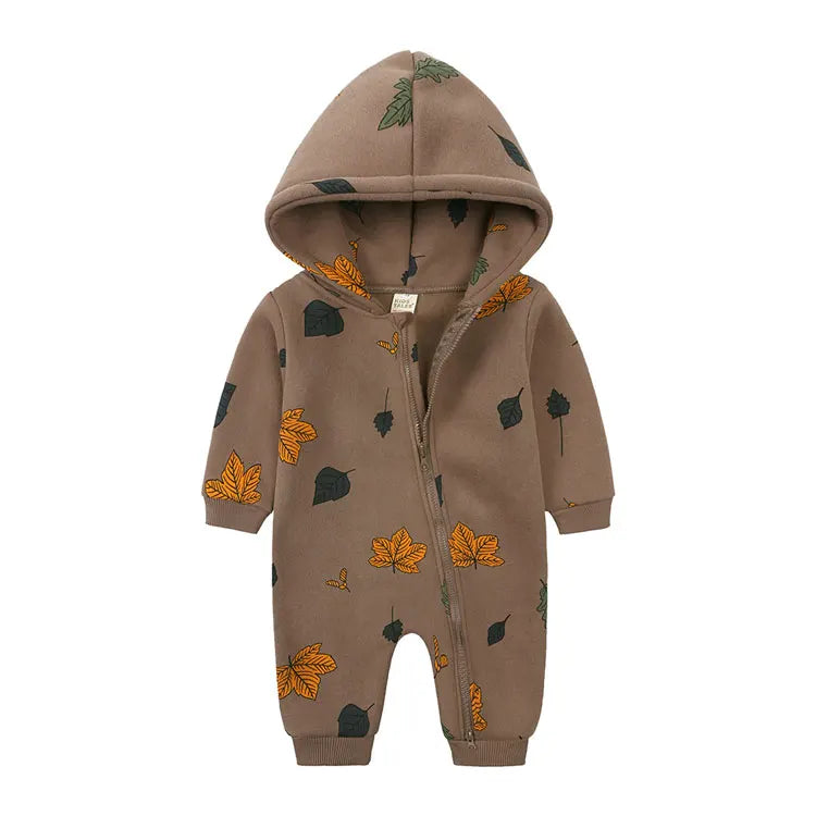 Cartoon Print Baby Girl Romper Long Sleeve Hooded Zipper Newborn Clothes Boys Rompers Spring & Autumn Baby Clothing 3-24 Months