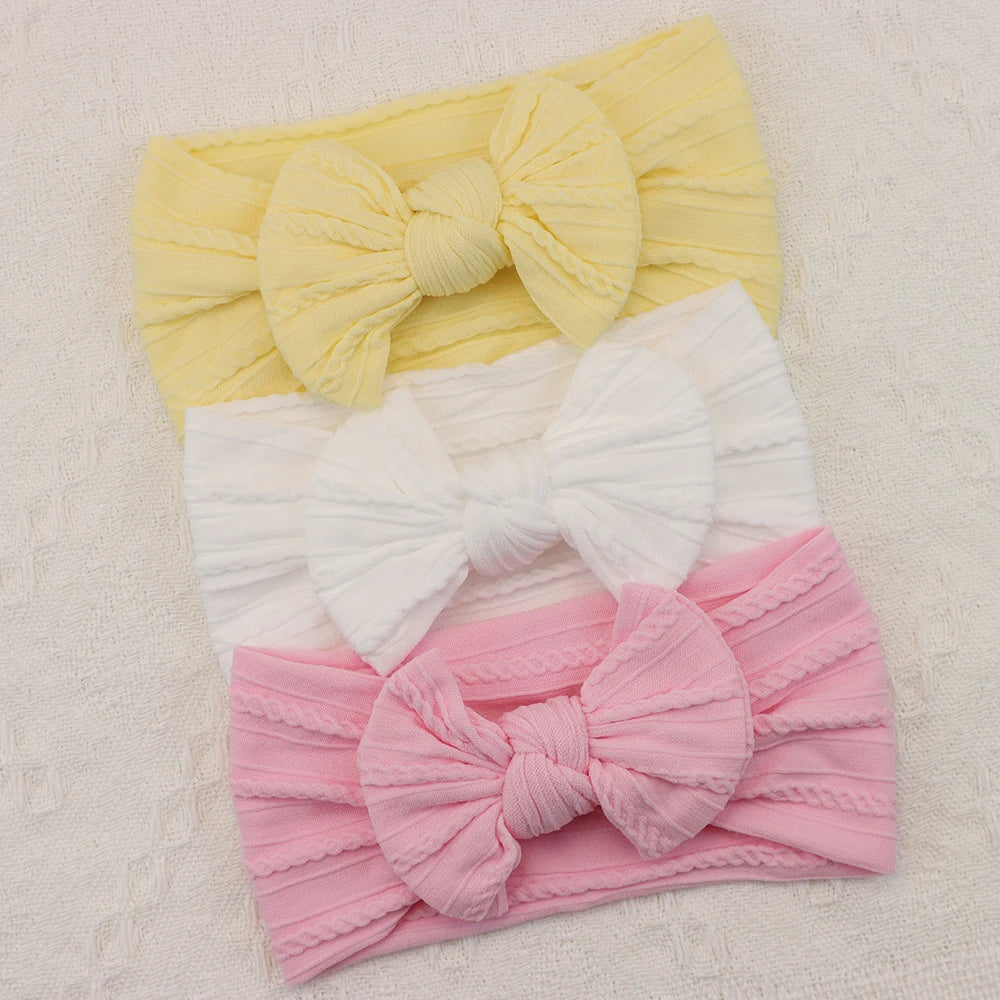 3Pcs Knit Bows Baby Headbands Lot Newborn Baby Girl Headband Set Elastic Nylon Children Turban Kids infant Baby Hair Accessories