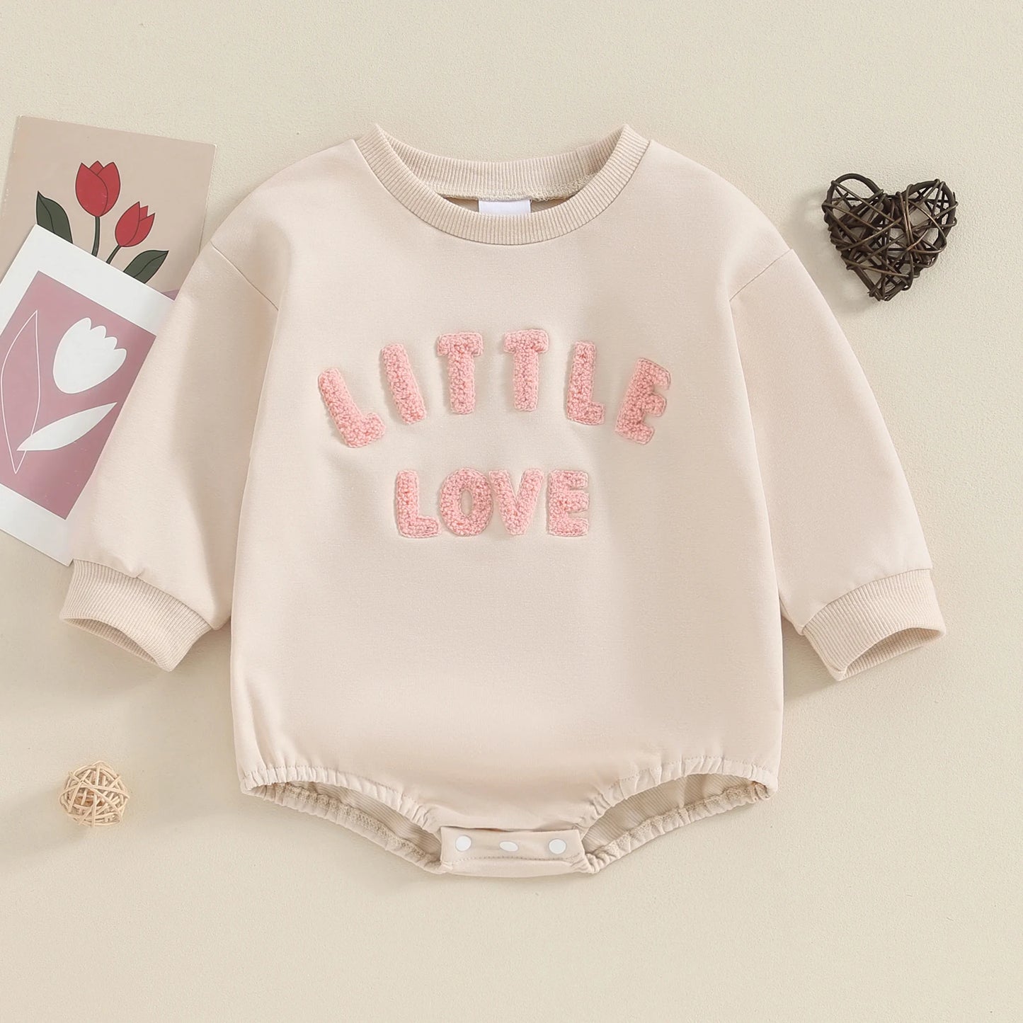 Spring Fall Baby Sweatshirt Rompers Long Sleeve Crew Neck Embroidery Letters Cute Bodysuit Jumpsuits Clothes for Girls Boys