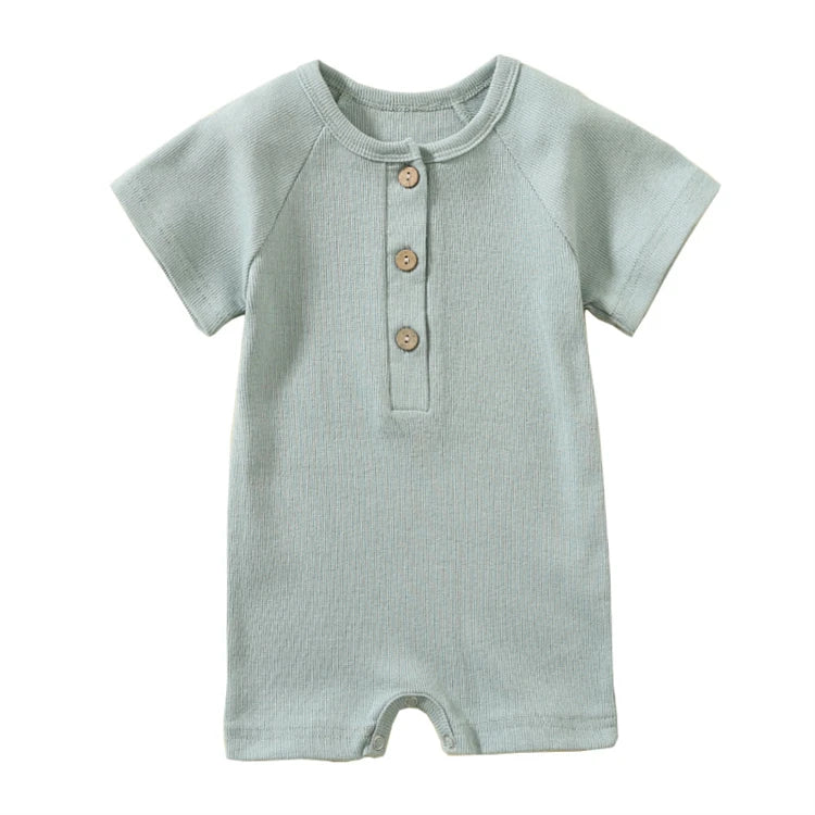 Baby Boy Romper Summer Wear Infant Bebe Thin Pajamas Short Sleeve Jumpsuit Ribbed Clothes Knitted Stretch Girl Outfits Playsuit