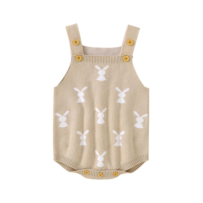 Baby Bodysuits Cotton Knitted Toddler Kid Sling Clothes 0-18M Overalls Cute Rabbits Infant Boy Girl Jumpsuit Sleeveless Newborns